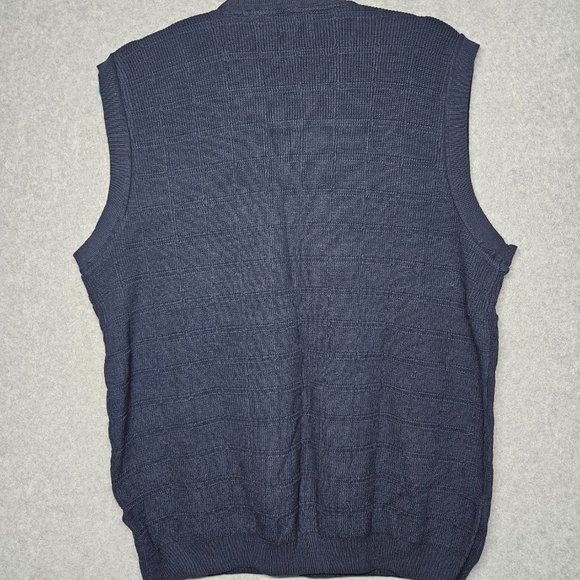 Haggar Golf Sweater Vest V-Neck Mens Large Navy Blue Patterned - Picture 4 of 6
